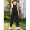 Haloumoning Girls Overalls Kids Casual Sleeveless Jumpsuit One Piece Rompers with Pockets 5-14 Years(Black)