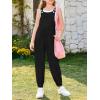 Haloumoning Girls Overalls Kids Casual Sleeveless Jumpsuit One Piece Rompers with Pockets 5-14 Years(Black)