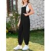 Haloumoning Girls Overalls Kids Casual Sleeveless Jumpsuit One Piece Rompers with Pockets 5-14 Years(Black)