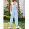 Haloumoning Girls Overalls Kids Casual Sleeveless Jumpsuit One Piece Rompers with Pockets 5-14 Years(Light Blue)