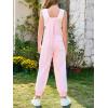 Haloumoning Girls Overalls Kids Casual Sleeveless Jumpsuit One Piece Rompers with Pockets 5-14 Years(Pink)