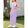 Haloumoning Girls Overalls Kids Casual Sleeveless Jumpsuit One Piece Rompers with Pockets 5-14 Years(Purple)