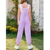 Haloumoning Girls Overalls Kids Casual Sleeveless Jumpsuit One Piece Rompers with Pockets 5-14 Years(Purple)