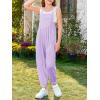 Haloumoning Girls Overalls Kids Casual Sleeveless Jumpsuit One Piece Rompers with Pockets 5-14 Years(Purple)