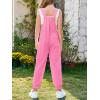 Haloumoning Girls Overalls Kids Casual Sleeveless Jumpsuit One Piece Rompers with Pockets 5-14 Years(Rose Red)