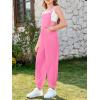 Haloumoning Girls Overalls Kids Casual Sleeveless Jumpsuit One Piece Rompers with Pockets 5-14 Years(Rose Red)