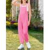 Haloumoning Girls Overalls Kids Casual Sleeveless Jumpsuit One Piece Rompers with Pockets 5-14 Years(Rose Red)