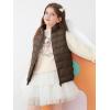 Haloumoning Girls Puffer Vest Kids Zip Up Padded Gilet Winter Quilted Jackets Fashion Outwear 5-14 Years(Brown)