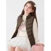 Haloumoning Girls Puffer Vest Kids Zip Up Padded Gilet Winter Quilted Jackets Fashion Outwear 5-14 Years(Brown)