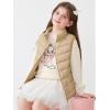 Haloumoning Girls Puffer Vest Kids Zip Up Padded Gilet Winter Quilted Jackets Fashion Outwear 5-14 Years(Khaki)