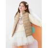 Haloumoning Girls Puffer Vest Kids Zip Up Padded Gilet Winter Quilted Jackets Fashion Outwear 5-14 Years(Khaki)