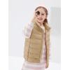Haloumoning Girls Puffer Vest Kids Zip Up Padded Gilet Winter Quilted Jackets Fashion Outwear 5-14 Years(Khaki)