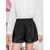 Haloumoning Girls Sequin Shorts High Waisted Wide Leg Sparkly Glitter Party Shorts 5-14 Years(Black)