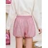 Haloumoning Girls Sequin Shorts High Waisted Wide Leg Sparkly Glitter Party Shorts 5-14 Years(Pink)