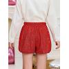 Haloumoning Girls Sequin Shorts High Waisted Wide Leg Sparkly Glitter Party Shorts 5-14 Years(Red)