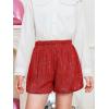 Haloumoning Girls Sequin Shorts High Waisted Wide Leg Sparkly Glitter Party Shorts 5-14 Years(Red)