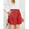Haloumoning Girls Sequin Shorts High Waisted Wide Leg Sparkly Glitter Party Shorts 5-14 Years(Red)