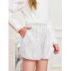 Haloumoning Girls Sequin Shorts High Waisted Wide Leg Sparkly Glitter Party Shorts 5-14 Years(White)