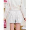Haloumoning Girls Sequin Shorts High Waisted Wide Leg Sparkly Glitter Party Shorts 5-14 Years(White)