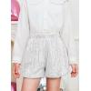 Haloumoning Girls Sequin Shorts High Waisted Wide Leg Sparkly Glitter Party Shorts 5-14 Years(White)