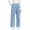 Haloumoning Girls Wide Leg Baggy Jeans Kids Fashion Pleated Elastic High Waist Denim Pants with Pockets 5-14 Years(Blue)