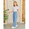 Haloumoning Girls Wide Leg Baggy Jeans Kids Fashion Pleated Elastic High Waist Denim Pants with Pockets 5-14 Years(Blue)