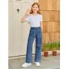 Haloumoning Girls Wide Leg Baggy Jeans Kids Fashion Pleated Elastic High Waist Denim Pants with Pockets 5-14 Years(Dark Blue)