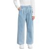 Haloumoning Girls Wide Leg Baggy Jeans Kids Fashion Pleated Elastic High Waist Denim Pants with Pockets 5-14 Years(Light Blue)