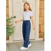 Haloumoning Girls Wide Leg Baggy Jeans Kids Fashion Pleated Elastic High Waist Denim Pants with Pockets 5-14 Years(Navy Blue)