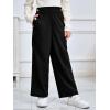 Haloumoning Girls Wide Leg Corduroy Pants Kids Elastic Waist Gold Button Trousers with Pockets 5-14 Years(Black)