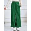 Haloumoning Girls Wide Leg Corduroy Pants Kids Elastic Waist Gold Button Trousers with Pockets 5-14 Years(Dark Green)