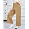 Haloumoning Girls Wide Leg Corduroy Pants Kids Elastic Waist Gold Button Trousers with Pockets 5-14 Years(Khaki)