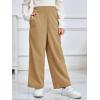 Haloumoning Girls Wide Leg Corduroy Pants Kids Elastic Waist Gold Button Trousers with Pockets 5-14 Years(Khaki)