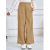 Haloumoning Girls Wide Leg Corduroy Pants Kids Elastic Waist Gold Button Trousers with Pockets 5-14 Years(Khaki)