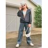 Haloumoning Girls Wide Leg Rhinestone Jeans Kids Baggy Elastic Waisted Denim Pants with Pockets 5-14 Years(Blue-gray)