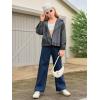 Haloumoning Girls Wide Leg Rhinestone Jeans Kids Baggy Elastic Waisted Denim Pants with Pockets 5-14 Years(Navy Blue)