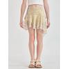Haloumoning Girls Y2K Lace Mini Skirts Kids Low Rise Pleated Ruffle Short Skirts Layered Flowy Asymmetrical Skirt 5-14 Years(Beige)