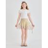 Haloumoning Girls Y2K Lace Mini Skirts Kids Low Rise Pleated Ruffle Short Skirts Layered Flowy Asymmetrical Skirt 5-14 Years(Beige)