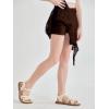 Haloumoning Girls Y2K Lace Mini Skirts Kids Low Rise Pleated Ruffle Short Skirts Layered Flowy Asymmetrical Skirt 5-14 Years(Coffee)