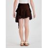 Haloumoning Girls Y2K Lace Mini Skirts Kids Low Rise Pleated Ruffle Short Skirts Layered Flowy Asymmetrical Skirt 5-14 Years(Coffee)