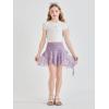 Haloumoning Girls Y2K Lace Mini Skirts Kids Low Rise Pleated Ruffle Short Skirts Layered Flowy Asymmetrical Skirt 5-14 Years(Purple)