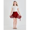 Haloumoning Girls Y2K Lace Mini Skirts Kids Low Rise Pleated Ruffle Short Skirts Layered Flowy Asymmetrical Skirt 5-14 Years(Red)