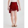 Haloumoning Girls Y2K Lace Mini Skirts Kids Low Rise Pleated Ruffle Short Skirts Layered Flowy Asymmetrical Skirt 5-14 Years(Red)