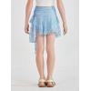 Haloumoning Girls Y2K Lace Mini Skirts Kids Low Rise Pleated Ruffle Short Skirts Layered Flowy Asymmetrical Skirt 5-14 Years(Sky Blue)