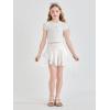 Haloumoning Girls Y2K Lace Mini Skirts Kids Low Rise Pleated Ruffle Short Skirts Layered Flowy Asymmetrical Skirt 5-14 Years(White)