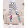 Haloumoning Kids Girls Striped Leggings Toddler Cute Elastic Waist Printed Pants 3-10 Years(Striped With Flower Print)