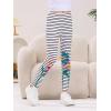 Haloumoning Kids Girls Striped Leggings Toddler Cute Elastic Waist Printed Pants 3-10 Years(Striped With Flower Print)