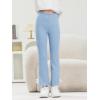 Haloumoning Toddler Baby Girl Flare Pants Kids Ribbed Elastic Waist Leggings Bowtie Bell Bottom 2-10T(Blue)