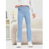 Haloumoning Toddler Baby Girl Flare Pants Kids Ribbed Elastic Waist Leggings Bowtie Bell Bottom 2-10T(Blue)