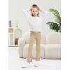 Haloumoning Toddler Baby Girl Flare Pants Kids Ribbed Elastic Waist Leggings Bowtie Bell Bottom 2-10T(Khaki)